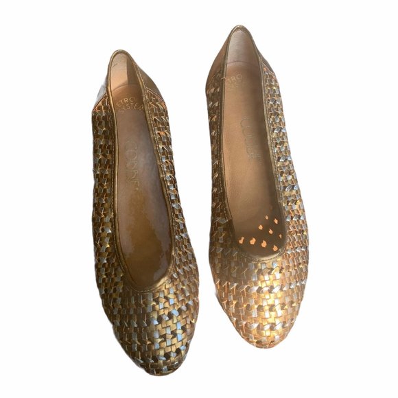 Vintage Cobbie Silver & Gold Metallic Weave Shoes - Picture 5 of 7
